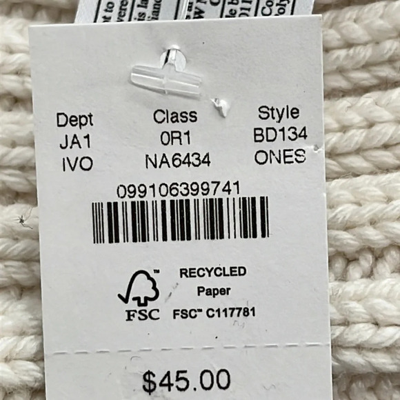 J. Crew Wool Blend Ribbed Pom Pom Beanie in Ivory - NEW - One Size - Picture 6 of 8